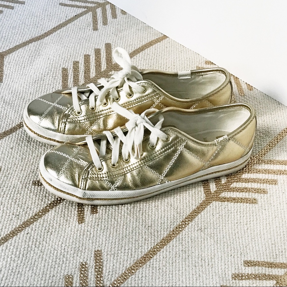 kate spade Keds gold quilted kickstart